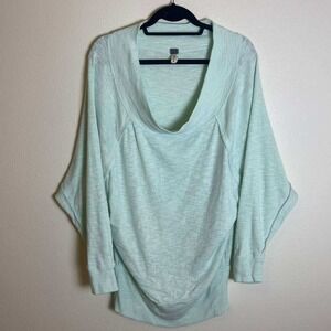 We The Free Free People Mint Green Cowl Neck Batwing Slub Knit Top OB658333 L
